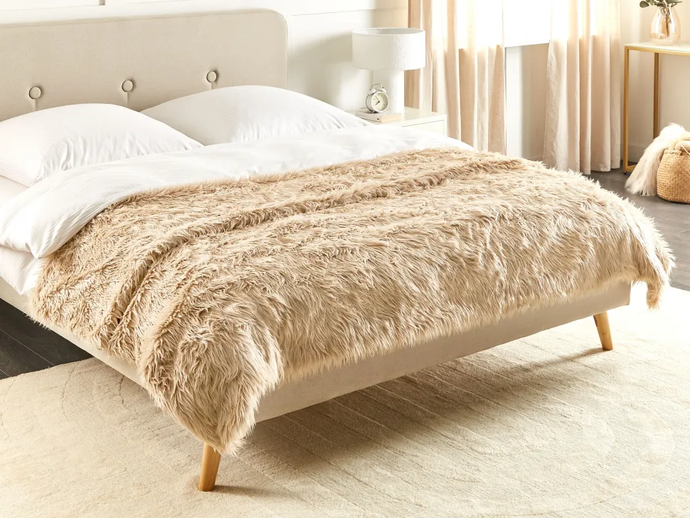 Tagesdecke Felloptik Hellbraun 200 X 220 Cm Delice