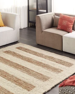 Teppich Baumwolle / Jute Beige 200 X 300 Cm Geometrisches Muster Kurzflor Ziarat