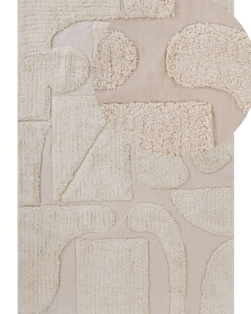 Teppich Baumwolle Beige 160 X 230 Cm Abstraktes Muster Kurzflor Diyadin