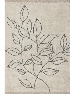 Teppich Baumwolle Beige / Schwarz 160 X 230 Cm Blumenmuster Kurzflor Sazli