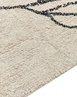 Teppich Baumwolle Beige / Schwarz 160 X 230 Cm Blumenmuster Kurzflor Sazli