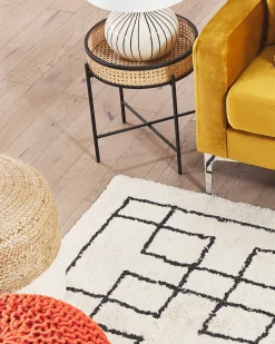 Teppich Baumwolle Beige 160 X 230 Cm Geometrisches Muster Kurzflor Turhal