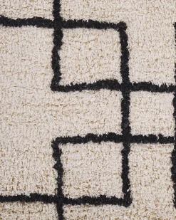 Teppich Baumwolle Beige 160 X 230 Cm Geometrisches Muster Kurzflor Turhal