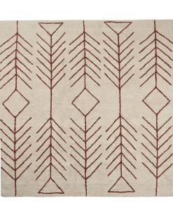 Teppich Baumwolle Beige 200 X 200 Cm Geometrisches Muster Kurzflor Akoren