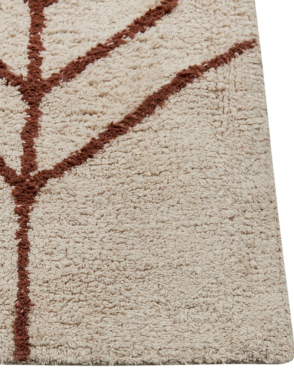 Teppich Baumwolle Beige 200 X 200 Cm Geometrisches Muster Kurzflor Akoren