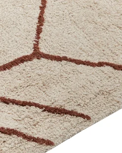 Teppich Baumwolle Beige 200 X 200 Cm Geometrisches Muster Kurzflor Akoren