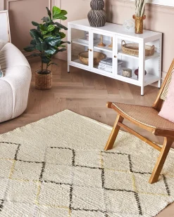 Teppich Baumwolle Beige 160 X 230 Cm Tezpur