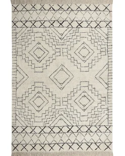 Teppich Baumwolle Beige / Schwarz Geometrisches Muster 160 X 230 Cm Kurzflor Zeyne