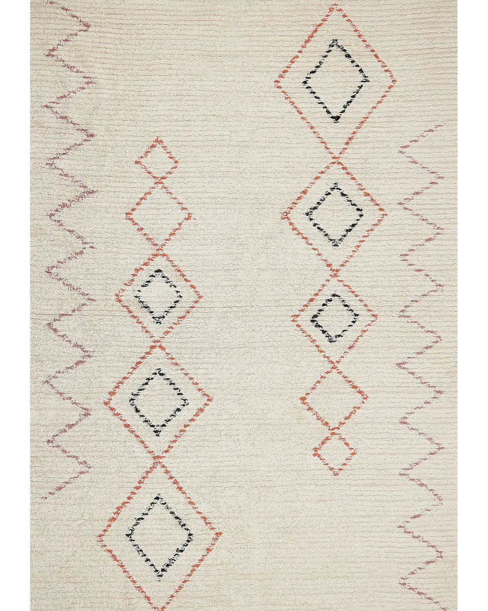 Teppich Baumwolle Beige 160 X 230 Cm Geometrisches Muster Guwahati