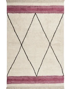 Teppich Baumwolle Beige / Rosa 160 X 230 Cm Geometrisches Muster Kurzflor Afsar