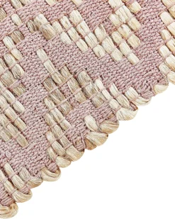 Teppich Baumwolle Beige / Rosa Geometrisches Muster 160 X 230 Cm Kurzflor Gerze