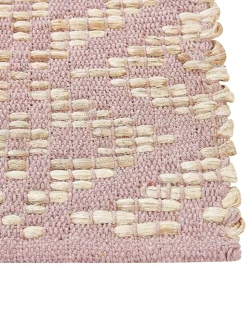 Teppich Baumwolle Beige / Rosa Geometrisches Muster 160 X 230 Cm Kurzflor Gerze