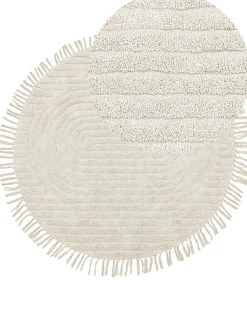 Teppich Baumwolle Beige 140 Cm Rund Halfeti