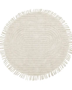 Teppich Baumwolle Beige 140 Cm Rund Halfeti
