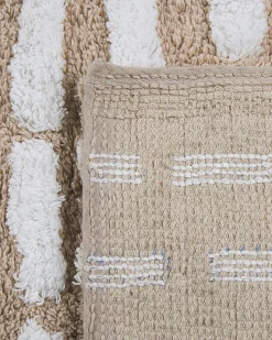 Teppich Baumwolle Beige 120 X 180 Cm Kurzflor Ahirli