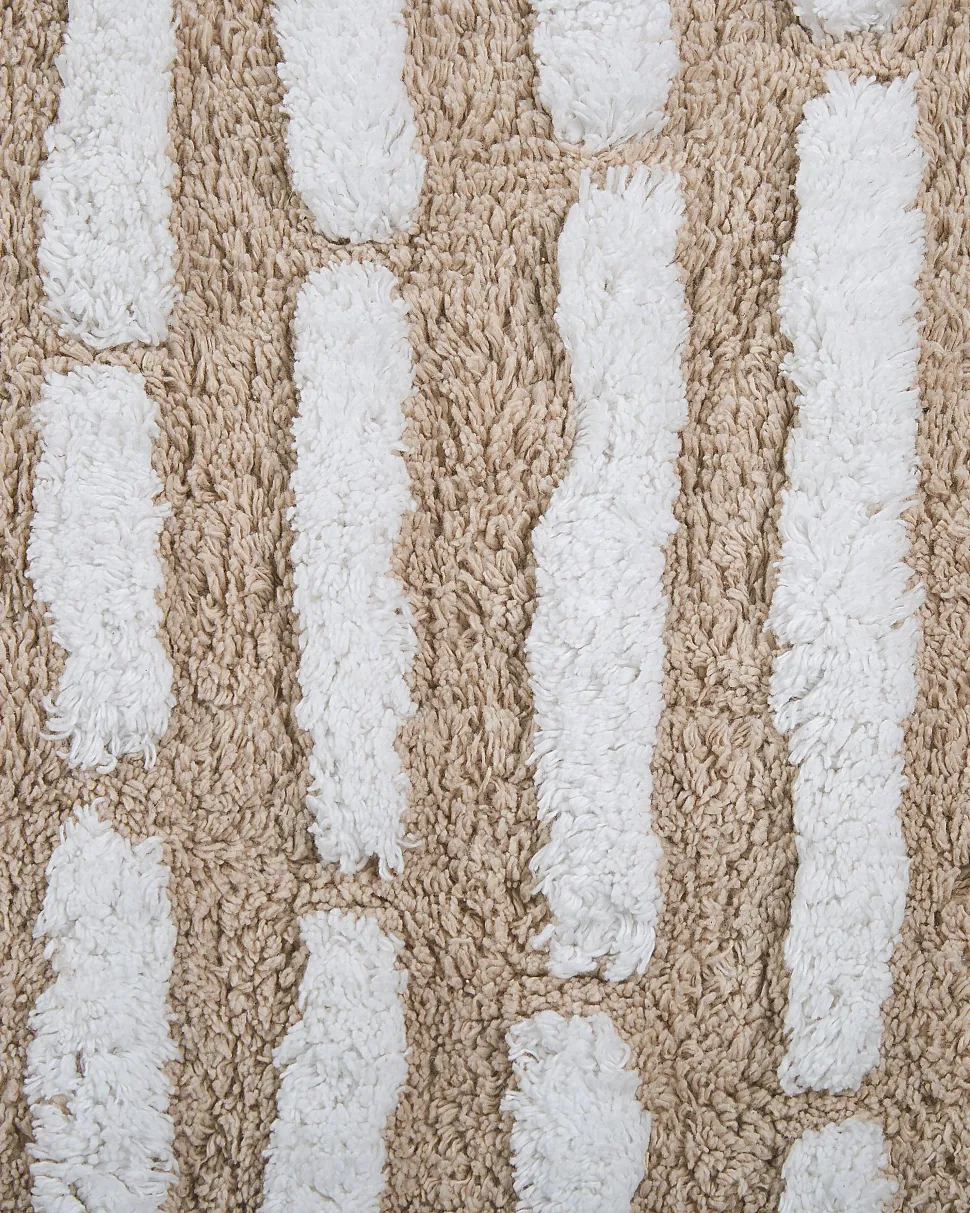 Teppich Baumwolle Beige 120 X 180 Cm Kurzflor Ahirli