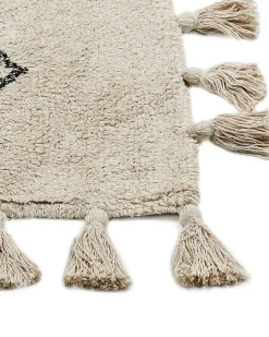 Teppich Baumwolle Beige 160 X 230 Cm Geometrisches Muster Kurzflor Bulcuk