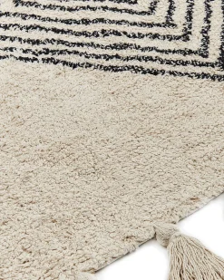 Teppich Baumwolle Beige 160 X 230 Cm Geometrisches Muster Kurzflor Bulcuk