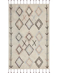 Teppich Baumwolle Beige 160 X 230 Cm Geometrisches Muster Corum