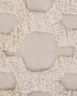 Teppich Baumwolle Beige 160 X 230 Cm Marokkanisches Muster Fransen Suluova