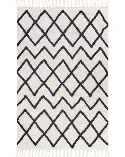 Teppich Baumwolle Beige / Schwarz 160 X 230 Cm Geometrisches Muster Kurzflor Eldes