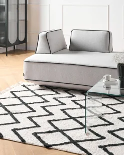 Teppich Baumwolle Beige / Schwarz 160 X 230 Cm Geometrisches Muster Kurzflor Eldes