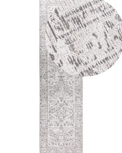 Teppich Baumwolle Beige 80 X 300 Cm Orientalisches Muster Sellik