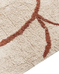 Teppich Baumwolle Beige / Braun 200 X 200 Cm Geometrisches Muster Kurzflor Avdan
