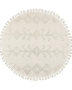 Teppich Baumwolle Beige O 140 Cm Kurzflor Harran