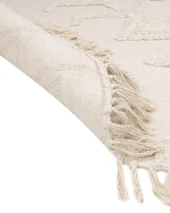 Teppich Baumwolle Beige O 140 Cm Kurzflor Harran