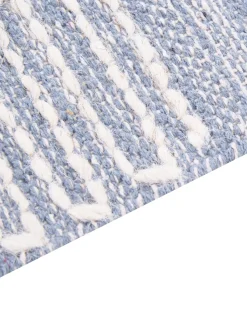 Teppich Baumwolle Blau / Cremeweis 160 X 230 Cm Geometrisches Muster Kurzflor Ansar