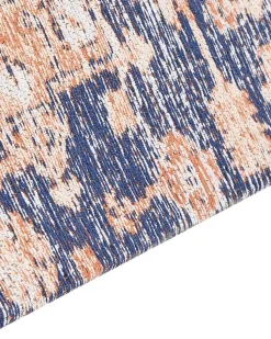 Teppich Baumwolle Blau / Rot 140 X 200 Cm Orientalisches Muster Kurzflor Kurin