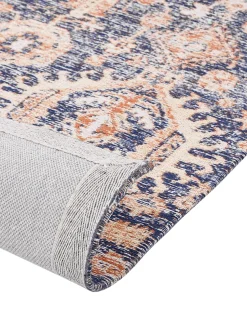 Teppich Baumwolle Blau / Rot 140 X 200 Cm Orientalisches Muster Kurzflor Kurin
