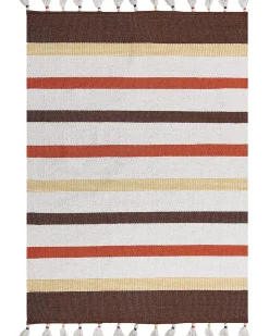 Teppich Baumwolle Braun / Beige 160 X 230 Cm Gestreiftes Muster Kurzflor Hisarli