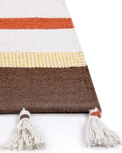 Teppich Baumwolle Braun / Beige 160 X 230 Cm Gestreiftes Muster Kurzflor Hisarli