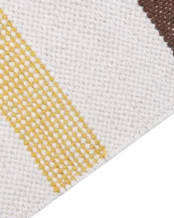 Teppich Baumwolle Braun / Beige 160 X 230 Cm Gestreiftes Muster Kurzflor Hisarli