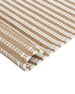 Teppich Baumwolle Braun / Weis 80 X 150 Cm Streifenmuster Kurzflor Sofulu