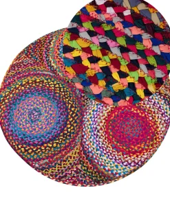 Teppich Baumwolle Bunt 140 Cm Geometrisches Muster Kurzflor Ladik
