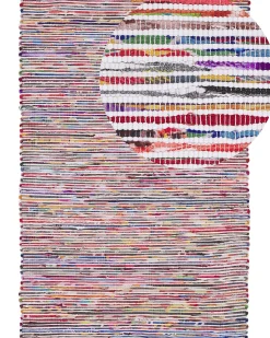 Teppich Baumwolle Bunt-Weis 160 X 230 Cm Abstraktes Muster Kurzflor Bartin
