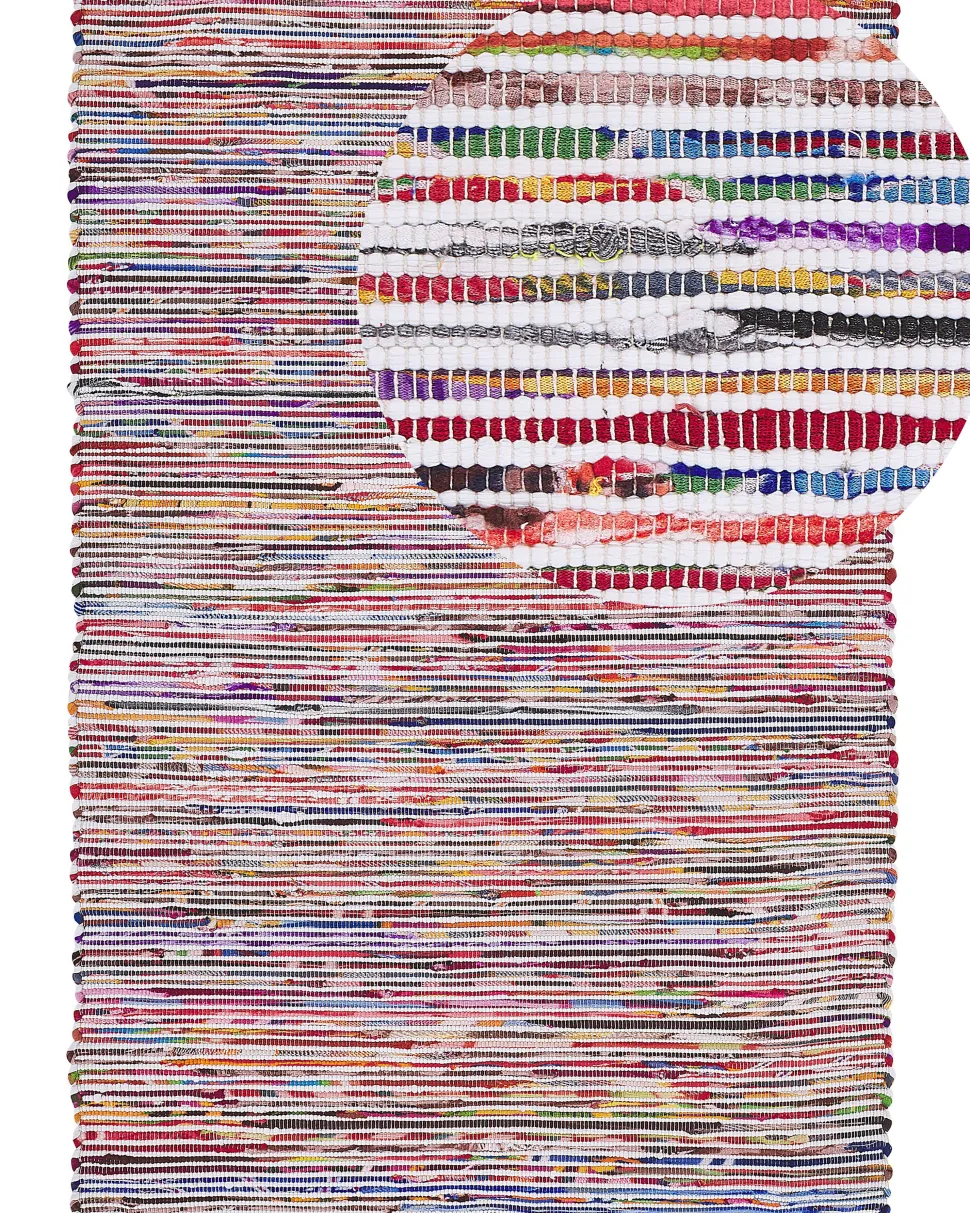 Teppich Baumwolle Bunt-Weis 160 X 230 Cm Abstraktes Muster Kurzflor Bartin