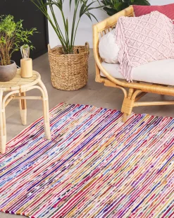 Teppich Baumwolle Bunt-Weis 160 X 230 Cm Abstraktes Muster Kurzflor Bartin