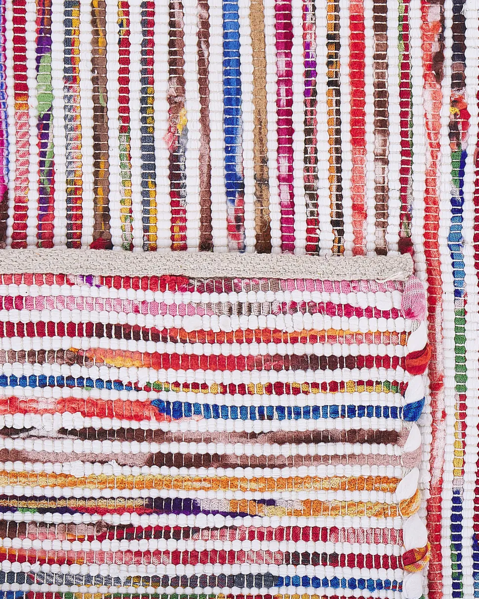 Teppich Baumwolle Bunt-Weis 160 X 230 Cm Abstraktes Muster Kurzflor Bartin