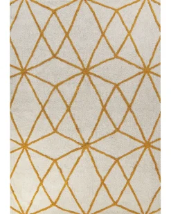 Teppich Baumwolle Cremeweis / Gelb 160 X 230 Cm Geometrisches Muster Shaggy Marand