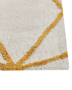 Teppich Baumwolle Cremeweis / Gelb 160 X 230 Cm Geometrisches Muster Shaggy Marand