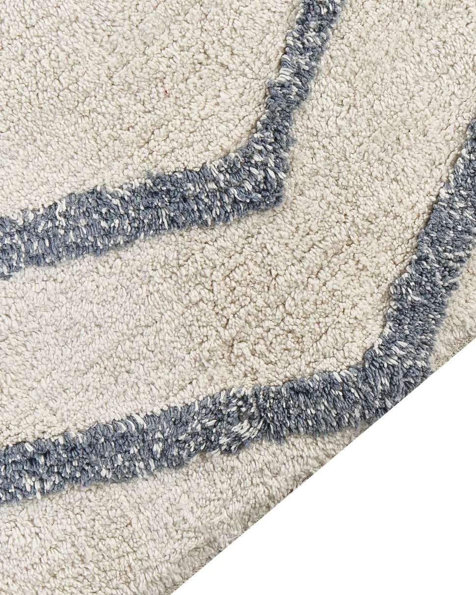 Teppich Baumwolle Cremeweis / Blau 160 X 230 Cm Geometrisches Muster Shaggy Menderes