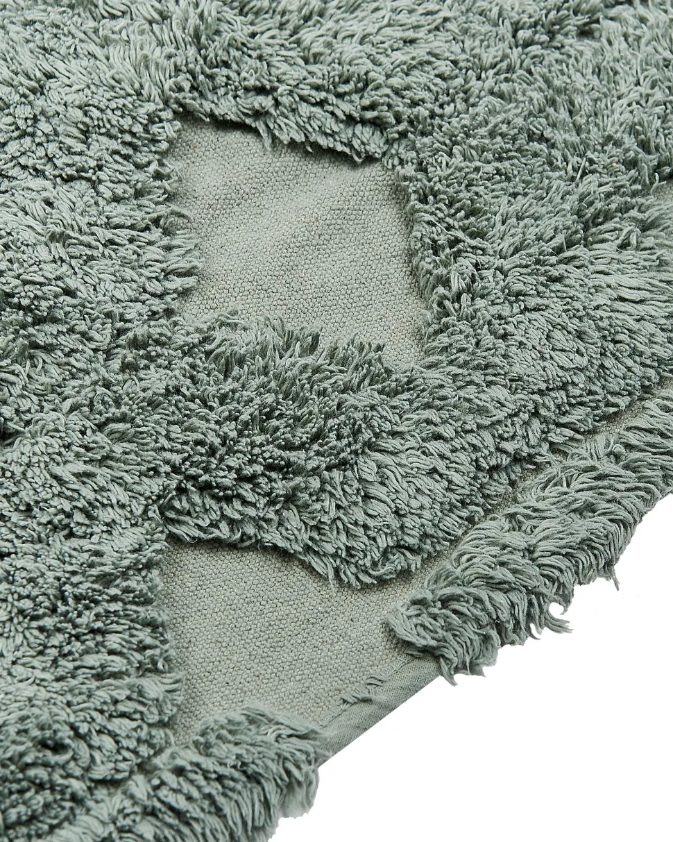 Teppich Baumwolle Grun 160 X 230 Cm Geometrisches Muster Kurzflor Kars