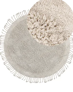Teppich Baumwolle Hellbeige 140 Cm Fransen Shaggy Bitlis
