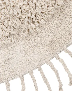 Teppich Baumwolle Hellbeige 140 Cm Fransen Shaggy Bitlis