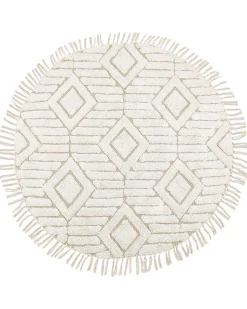 Teppich Baumwolle Hellbeige 140 Cm Fransen Horasan