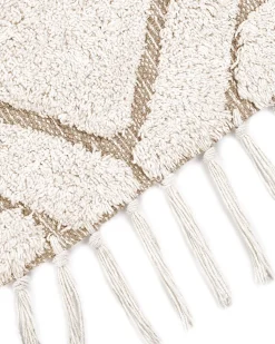 Teppich Baumwolle Hellbeige 140 Cm Fransen Horasan